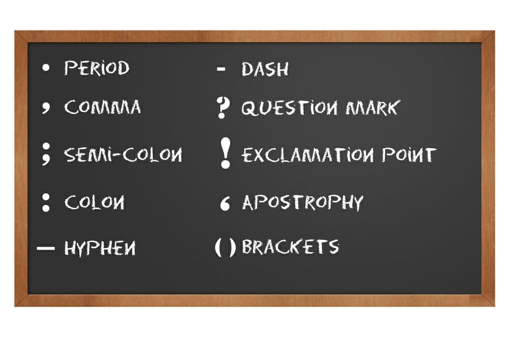 Chalkboard,Showing,Punctuation,Marks,With,Clipping,Path,At,This,Size
